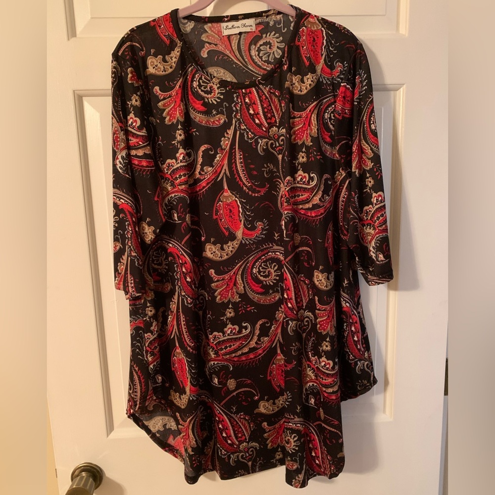 Print tunic with 3/4 sleeve